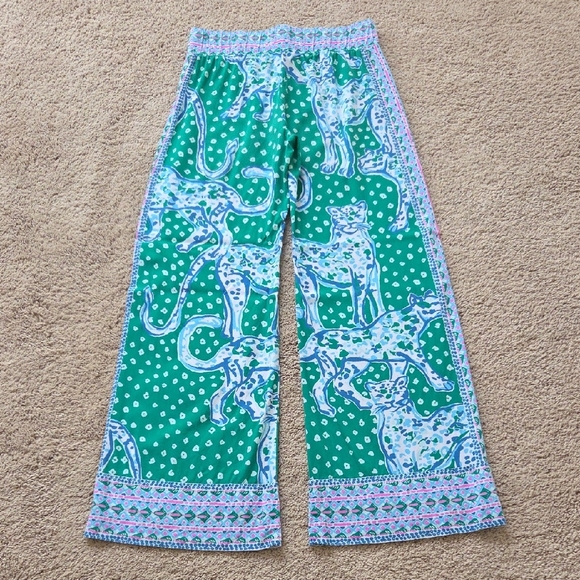 Lilly Pulitzer Bal Harbor Palazzo Pants Emerald Green On The Prowl - Picture 3 of 4